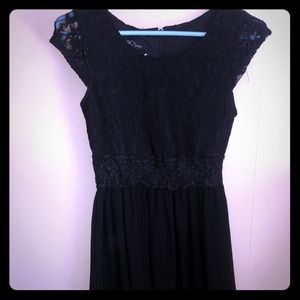 Black, Lace Skater Dress